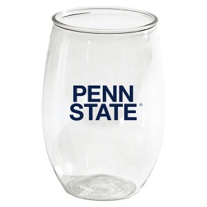 stemless plastic wine glass with navy Penn State